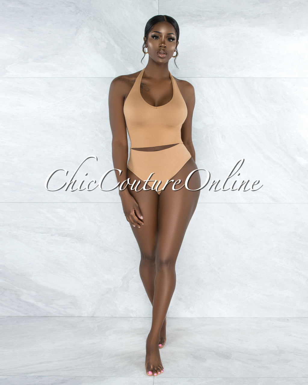 *Dahy Nude Ribbed Undergarment Two-Piece Set