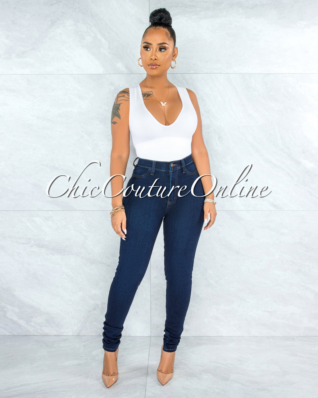 *Tory Dark Denim High-Waist Skinny Jeans