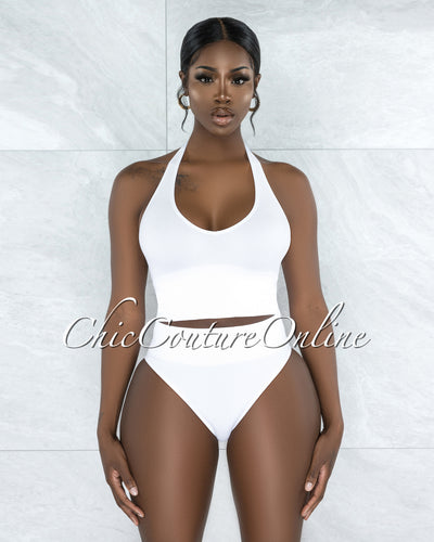 Dahy White Ribbed Undergarment Two-Piece Set