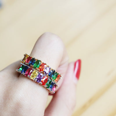 *Sarla Multi Color Stone Rainbow Ring