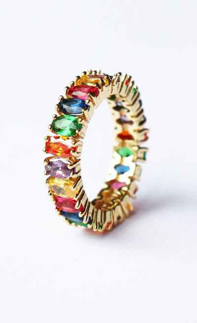 *Sarla Multi Color Stone Rainbow Ring