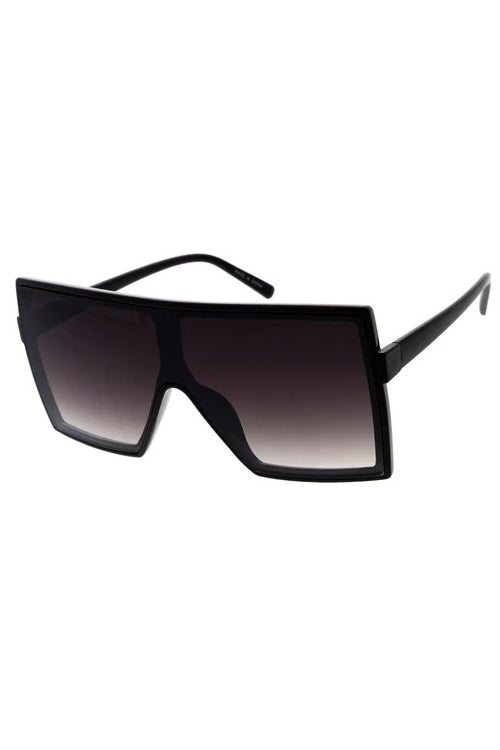 Stunna Black Clear Gradient Lens Square Large Sunglasses