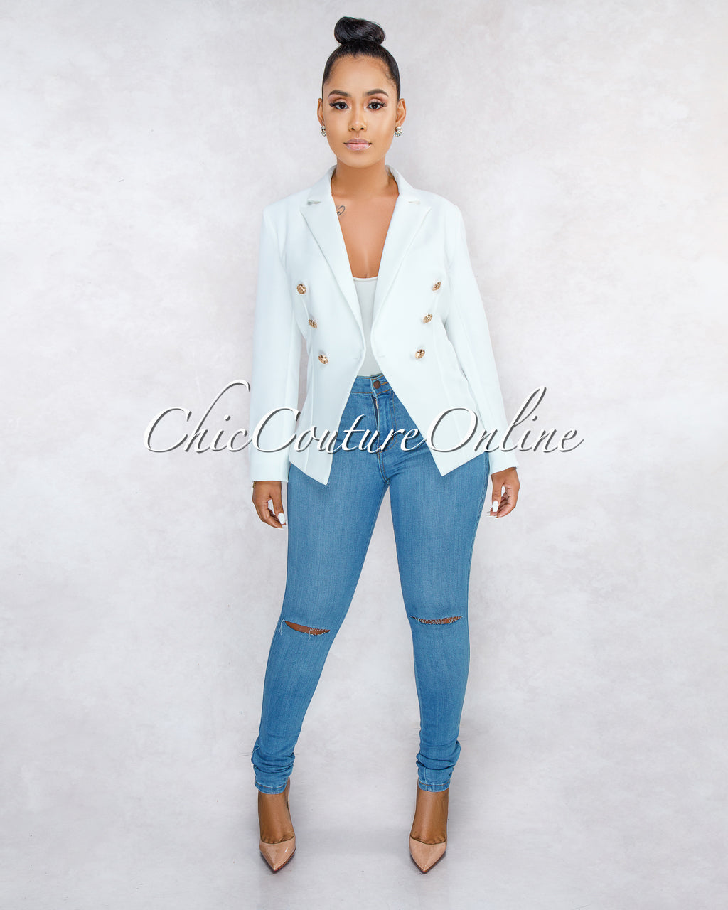 *Kenya Light Blue Denim Cut-Out Knees Jeans