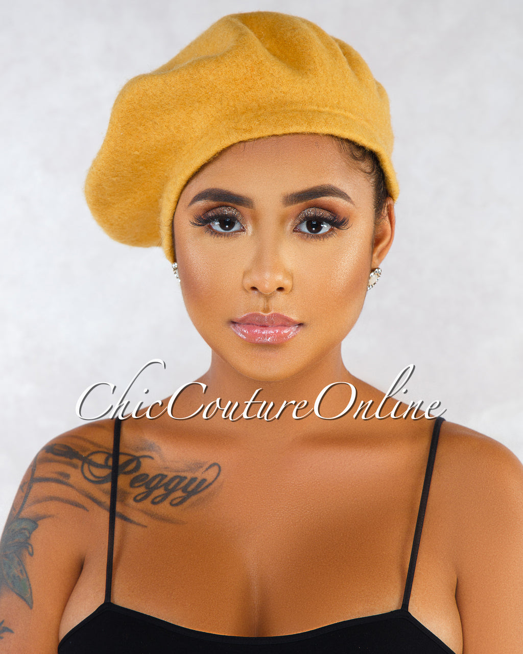 *Taima Mustard Wool Beret Hat