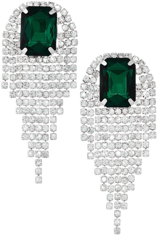 Anitha Emerald Green Gemstone Tassel Earrings