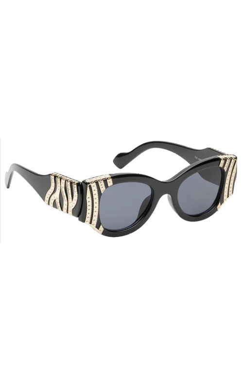 Tanyel Black Gold Metal Design Sunglasses