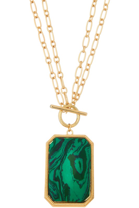Iris Green Stone Pendant Necklace