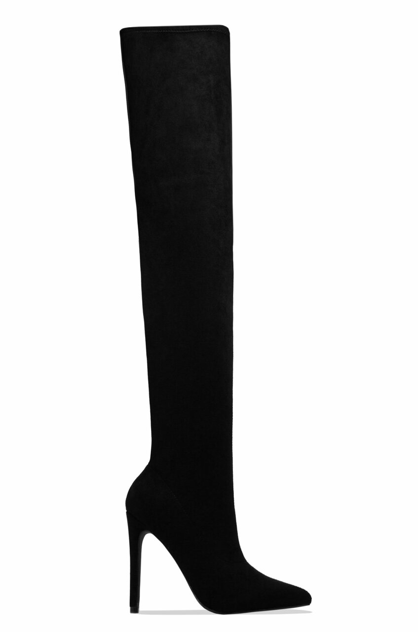 Alex Black Faux Suede Over-The-Knee Boots