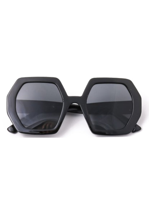 Oxxa Black Hexagon Sunglasses