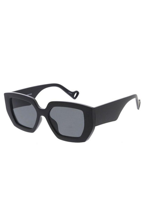 Torrie Black Matte Large Hexagonal Chunky Sunglasses